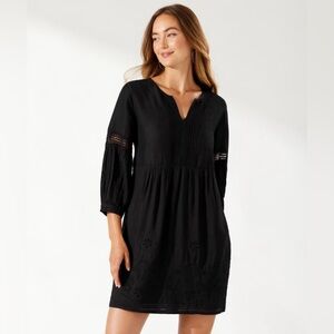Tommy Bahama Black Linen-Blend Coverup Dress